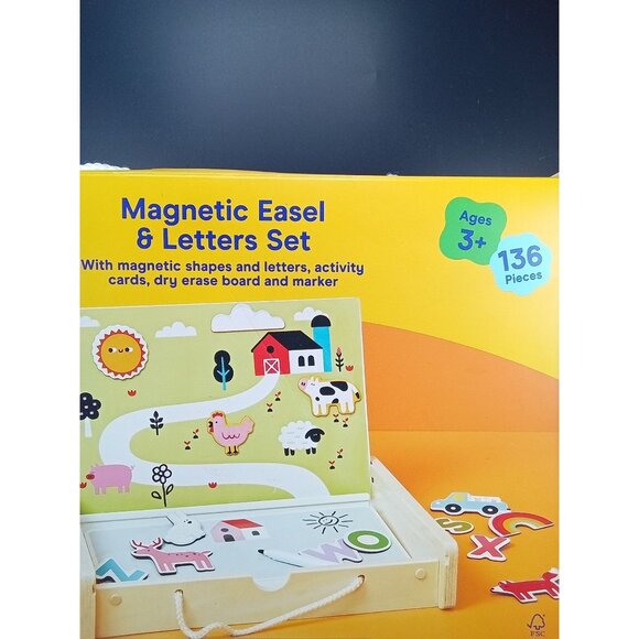 Gigglescape Magnetic Easel & Letters Set 136 Pieces Ages 3+ Wooden Box & Cards - Picture 4 of 7